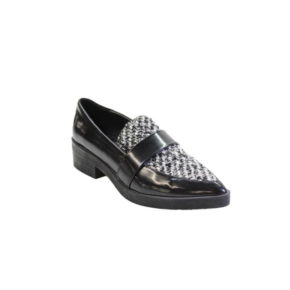 Zara Basic Womens Pointed Toe Woven Detail Loafers Black Size EUR 39